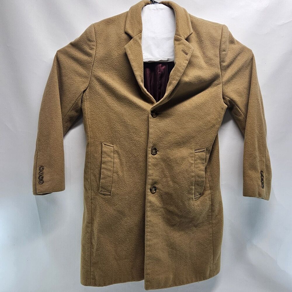 Michael Kors Wool Cashmere Coat 42L | Camel | Burgundy Lining | Used